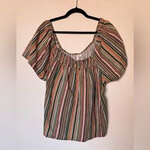 Women’s Joyspun Size 3x Colorful striped Cotton puff sleeve sleep top